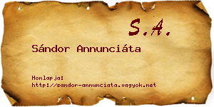 Sándor Annunciáta névjegykártya